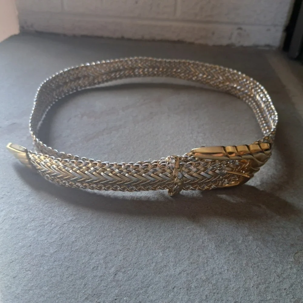 Disco Vintage Retro Glam Pearl Accessories 1986 Braided Metallic Belt Women's M